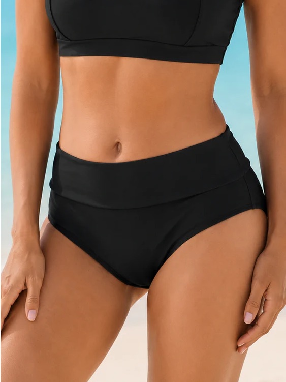 Nwt High-Waist Black Tummy Tuk Bikini Bottoms L